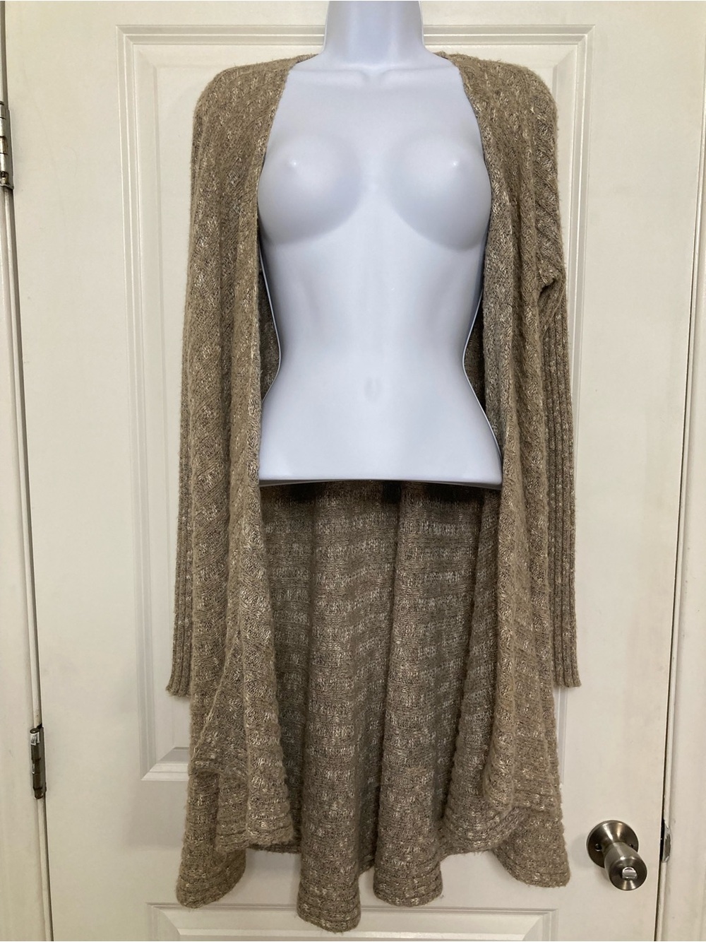 Free People Beached Shell Ribbed Open Front Wool Blend Cardigan L Western Boho